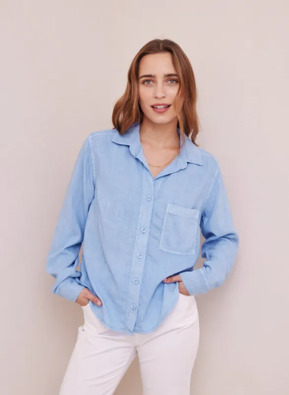 Dart Front Pocket Button Down - Bayside Blue sold by Bella Dahl
