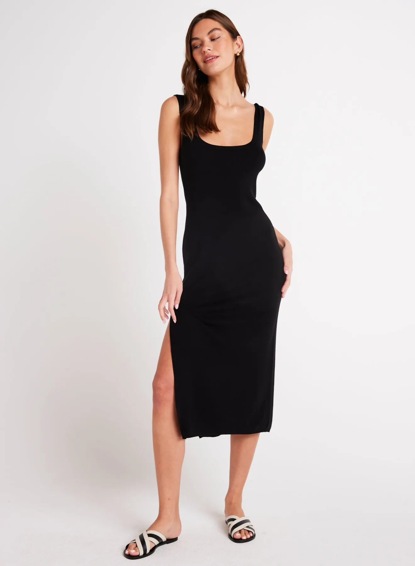 Sleeveless Midi Linen Jersey Dress - Black sold by Bella Dahl