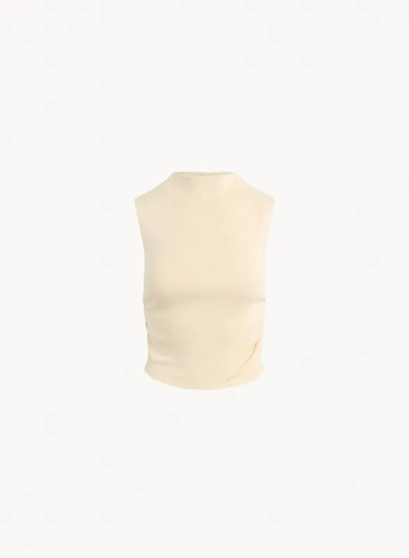 Mock Neck Linen Jersey Top - Seashell Sand sold by Bella Dahl