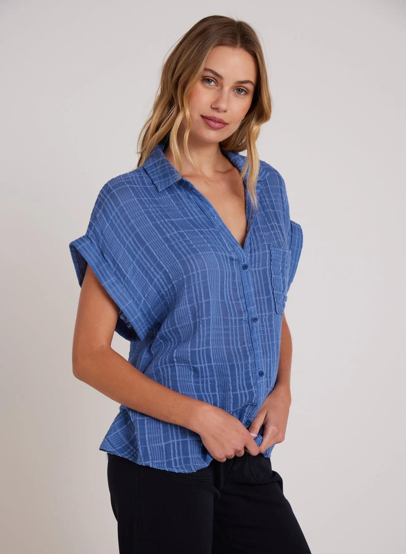 Short Sleeve Pocket Button Down - Bright Indigo sold by Bella Dahl product image thumbnail 3