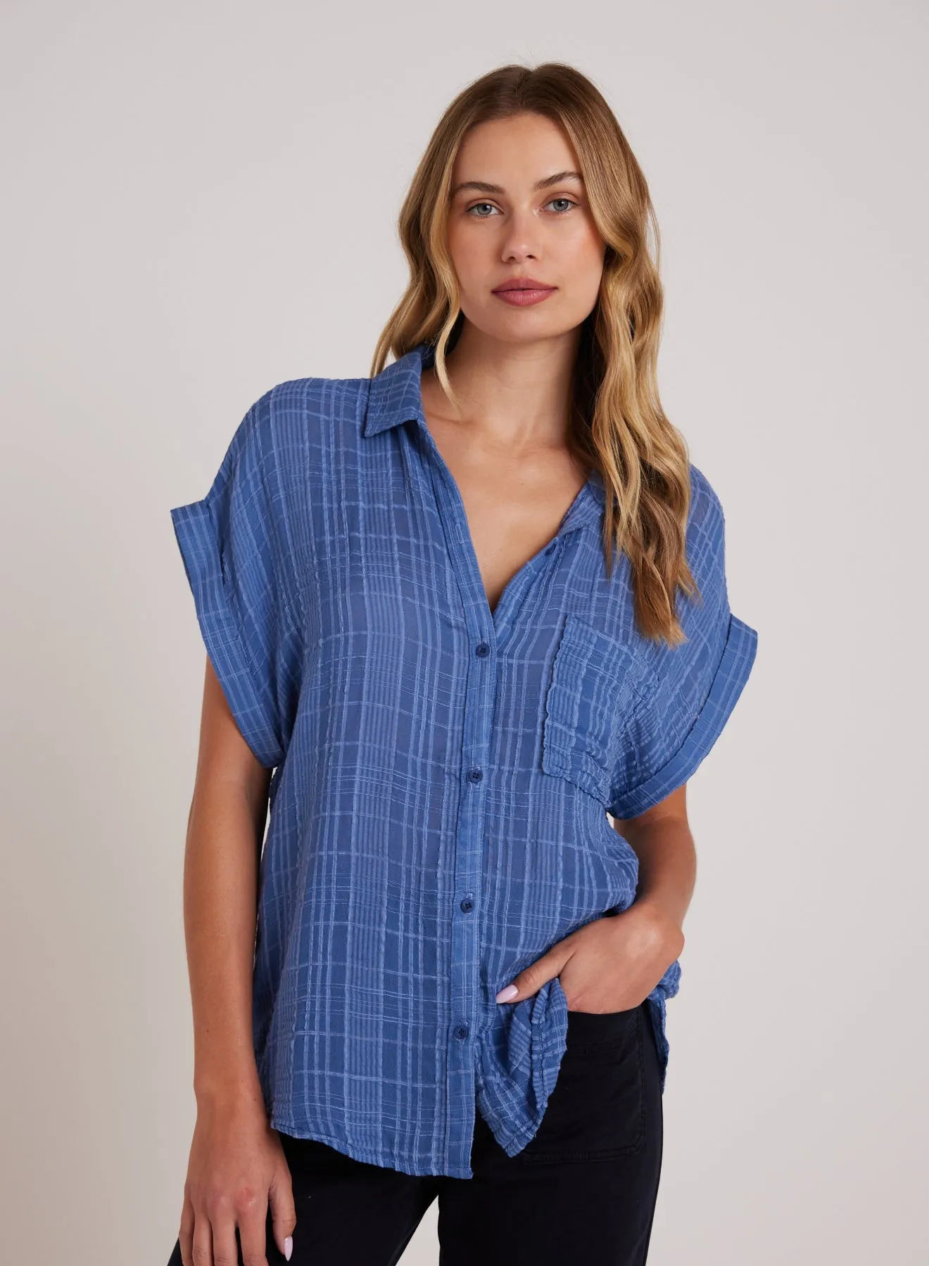 Short Sleeve Pocket Button Down - Bright Indigo sold by Bella Dahl