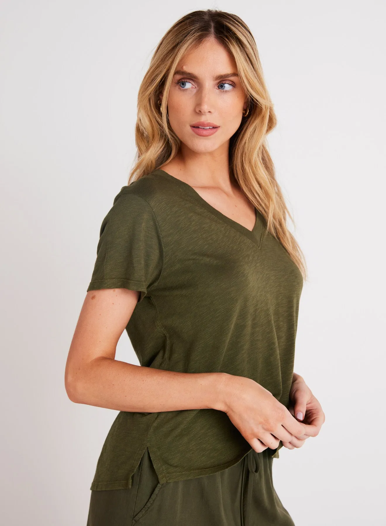 Side Slit V-Neck Tee - Italian Herb sold by Bella Dahl product image thumbnail 3