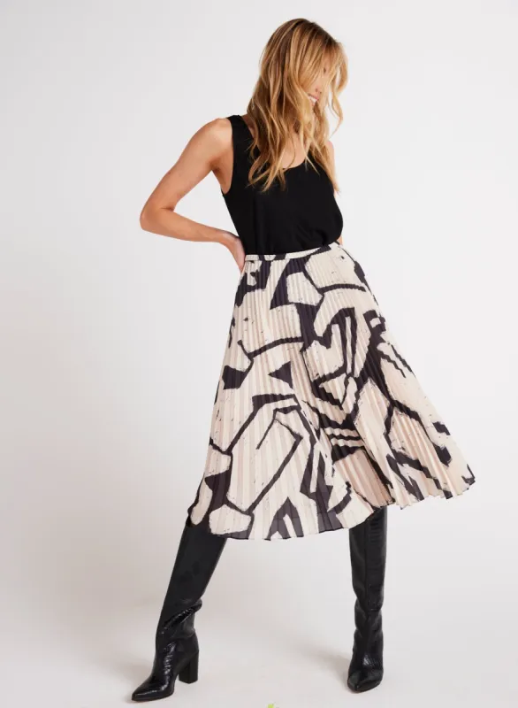Knife Pleat Midi Skirt - Ivory Mosaic Print sold by Bella Dahl