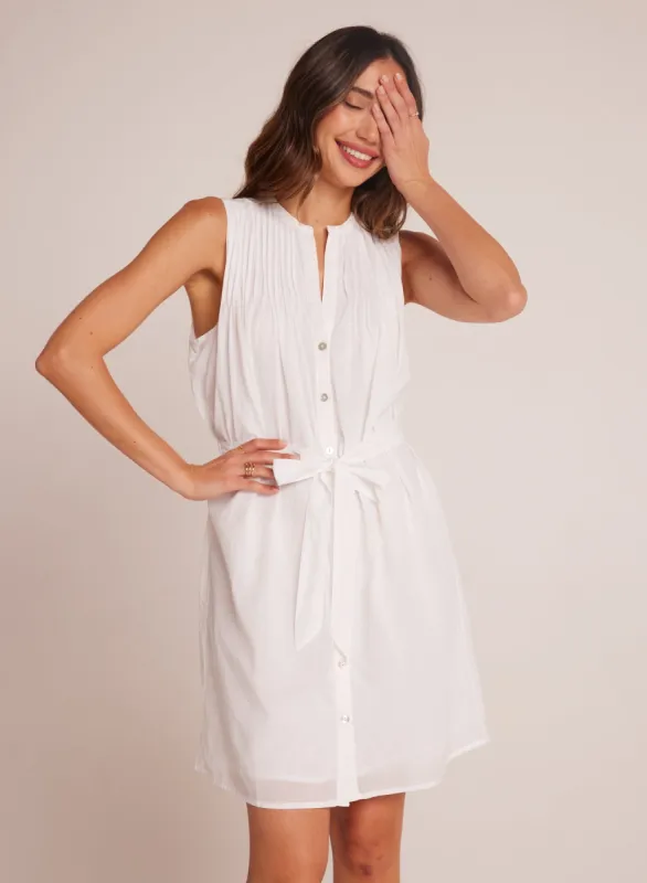 Sleeveless Pintuck Shirt Dress - White sold by Bella Dahl