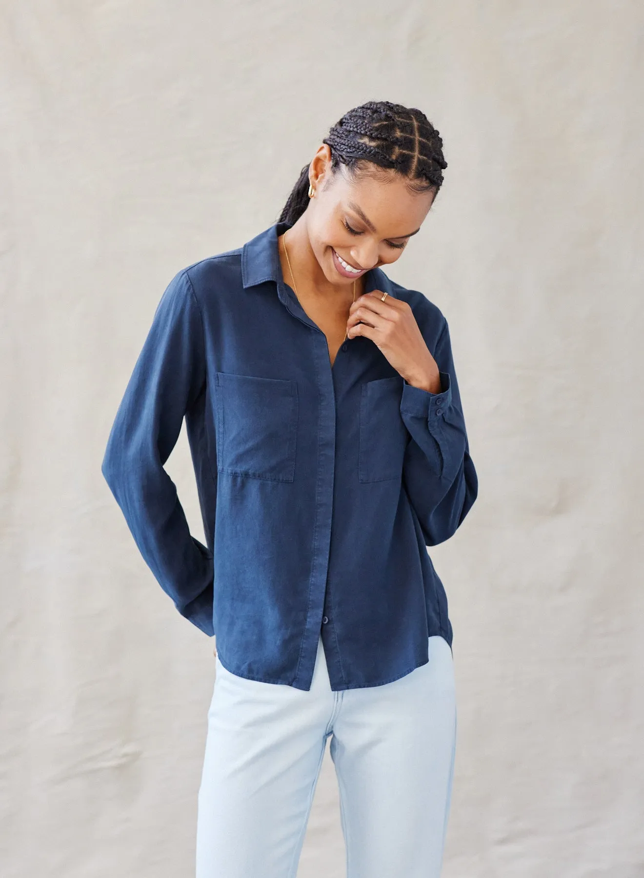 Two Pocket Classic Button Down - Endless Sea sold by Bella Dahl product image thumbnail 3