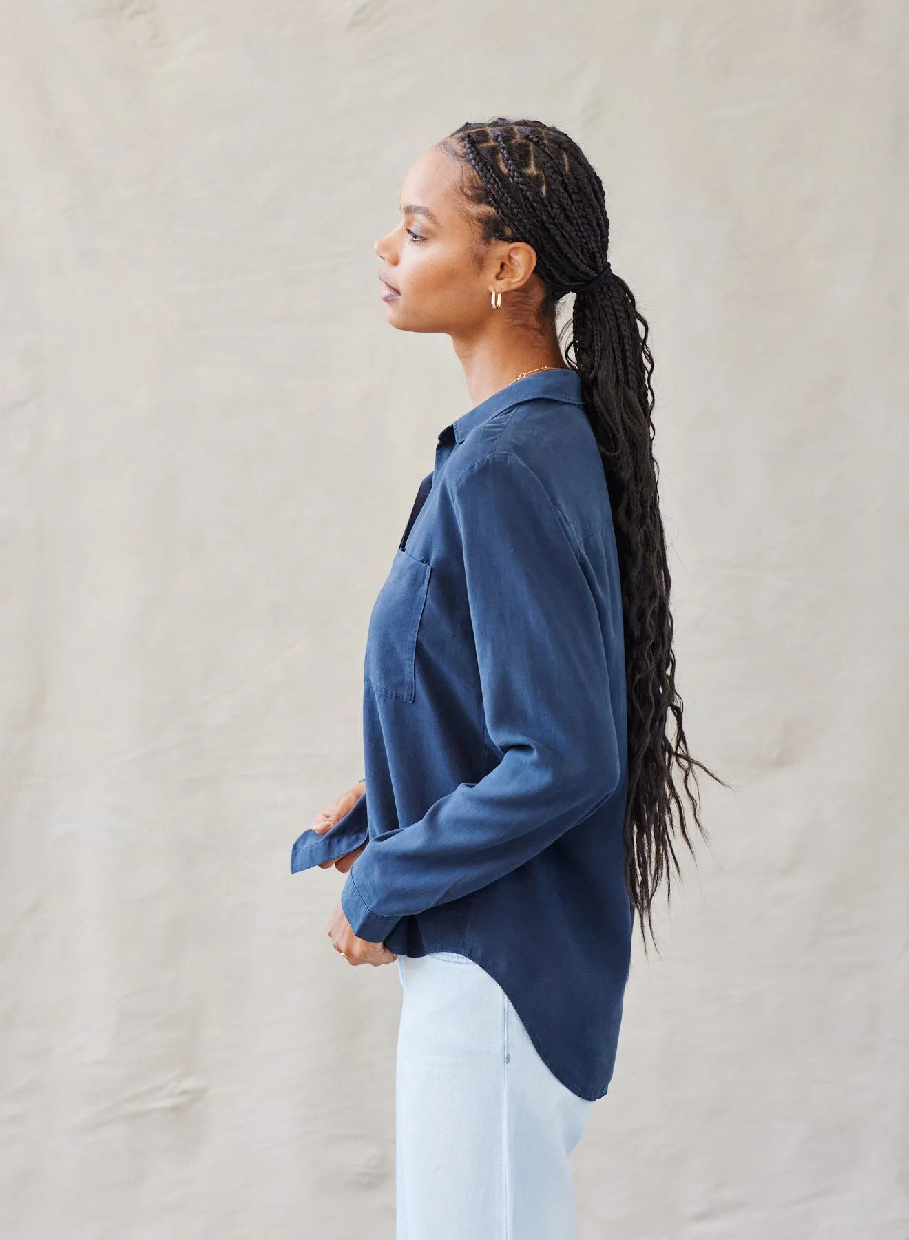 Two Pocket Classic Button Down - Endless Sea sold by Bella Dahl product image thumbnail 4