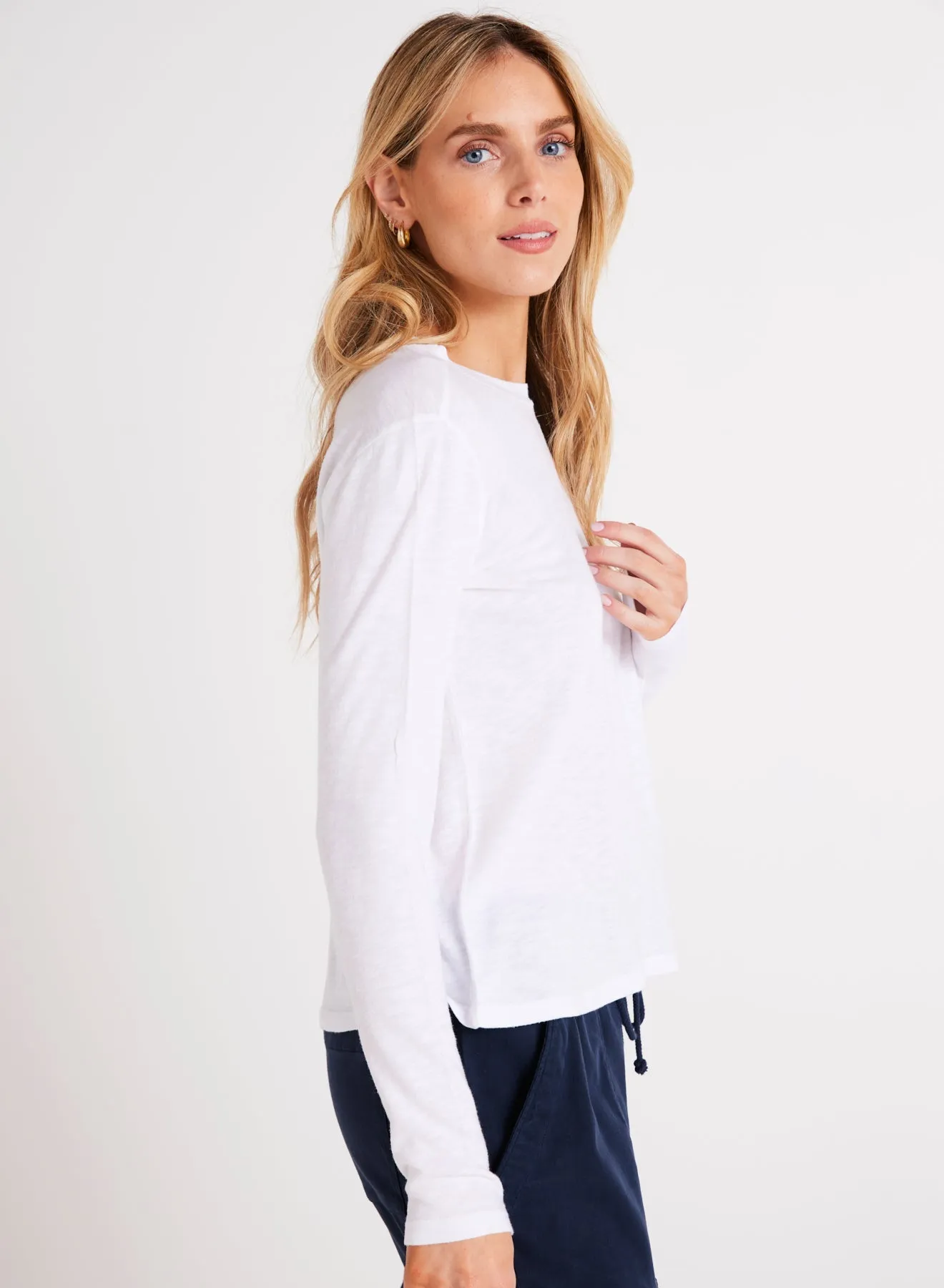 Long Sleeve Crew Tee - White sold by Bella Dahl product image thumbnail 3