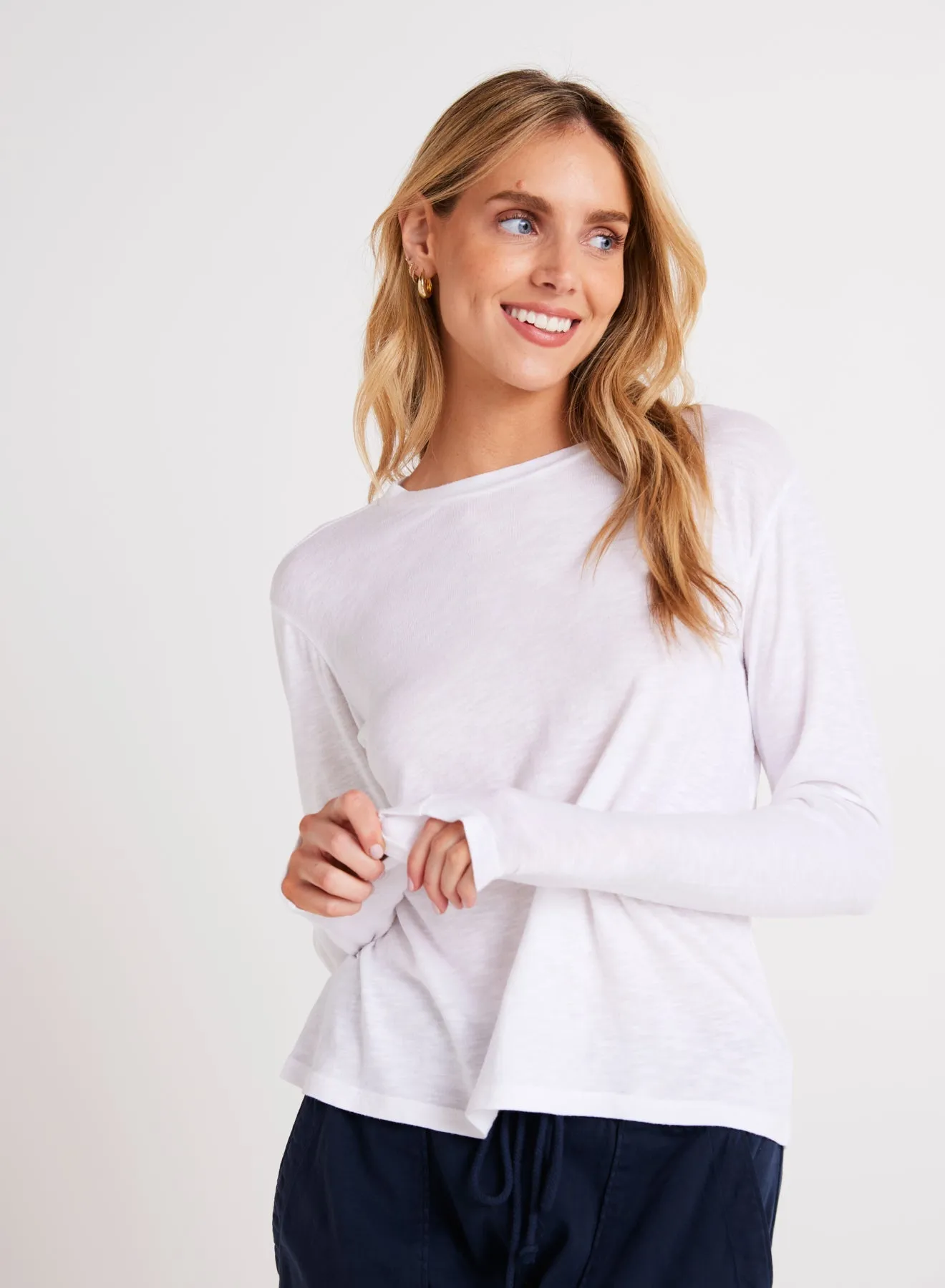 Long Sleeve Crew Tee - White sold by Bella Dahl