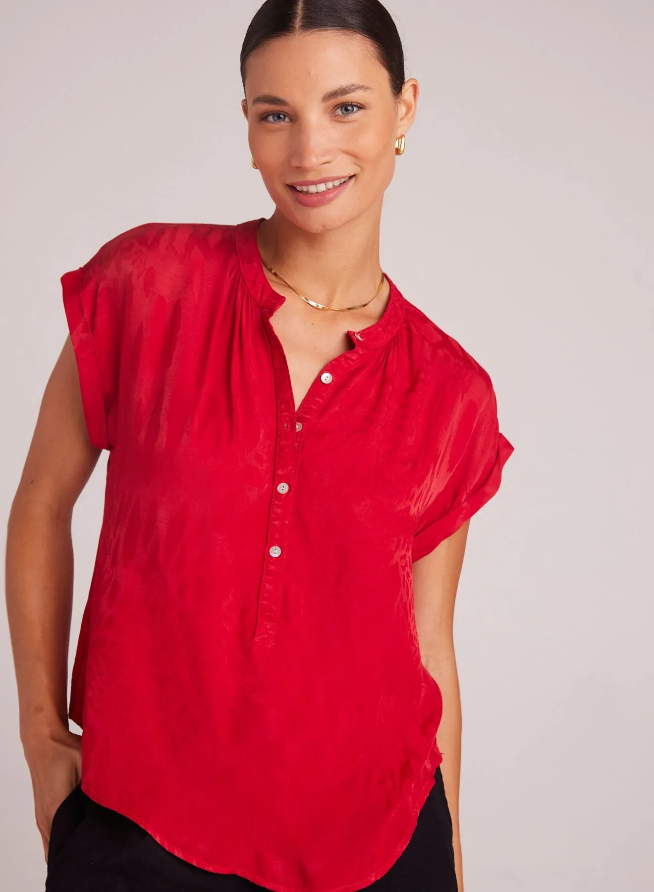 Cap Sleeve Henley - Summer Rouge sold by Bella Dahl