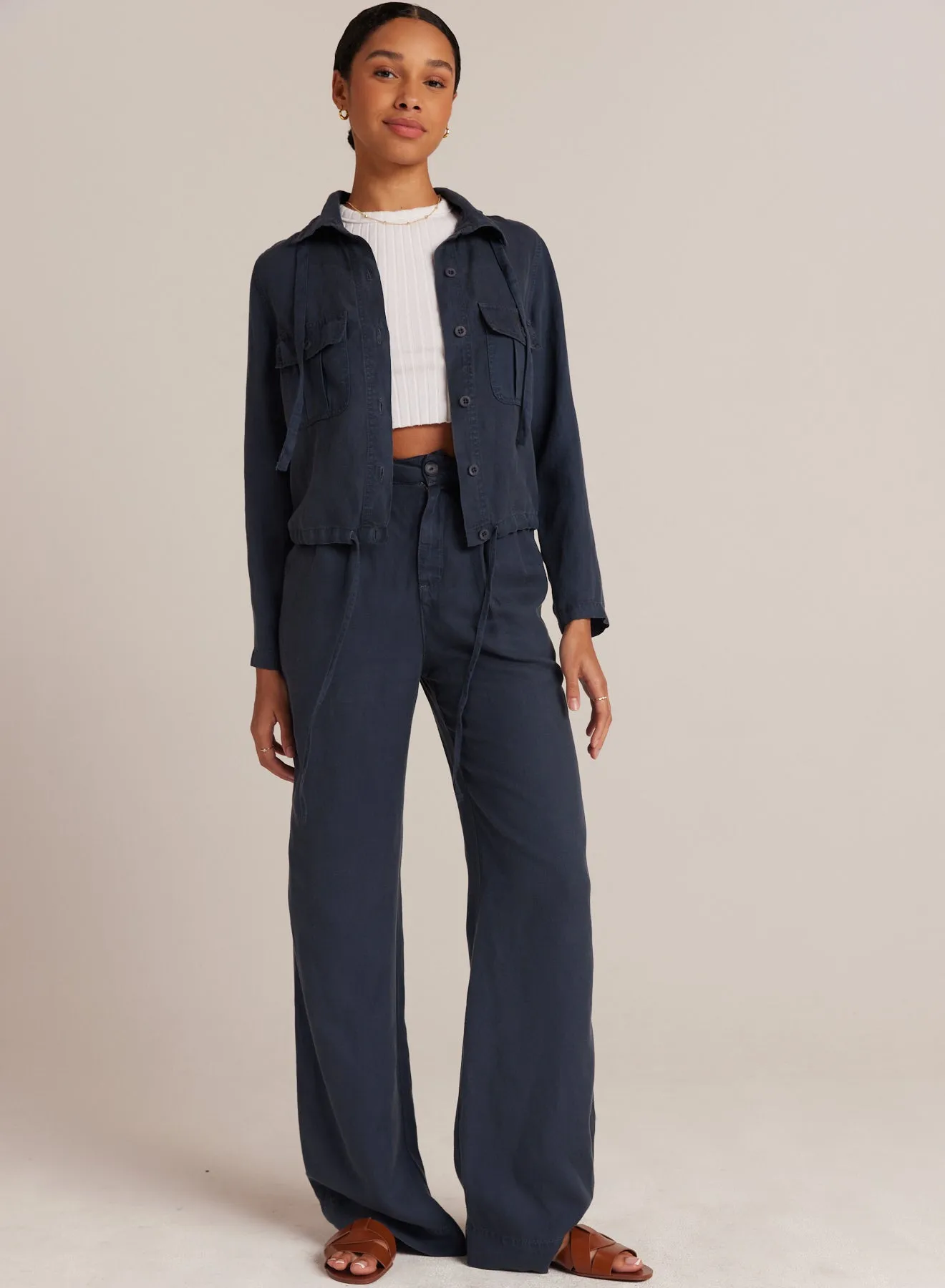 Greta Pleated Wide Leg Trouser - Coastal Navy sold by Bella Dahl