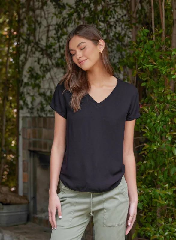 Classic V Neck Tee - Vintage Black sold by Bella Dahl