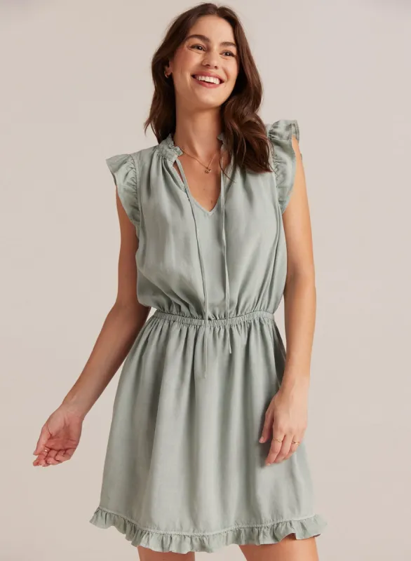 Ruffle Sleeve Mini Dress - Oasis Green sold by Bella Dahl