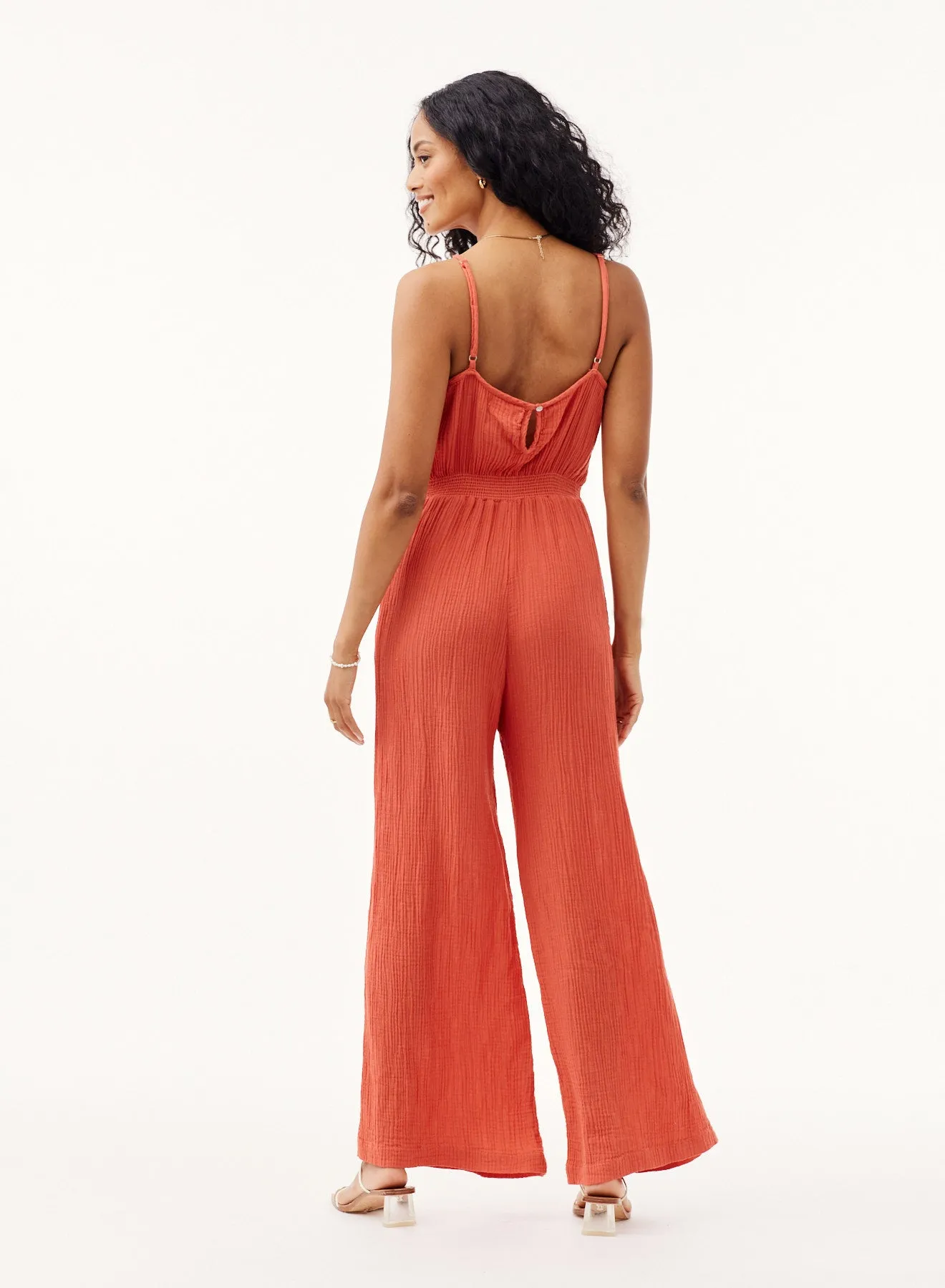 Smocked Back Cami Jumpsuit - Papaya Red sold by Bella Dahl product image thumbnail 2