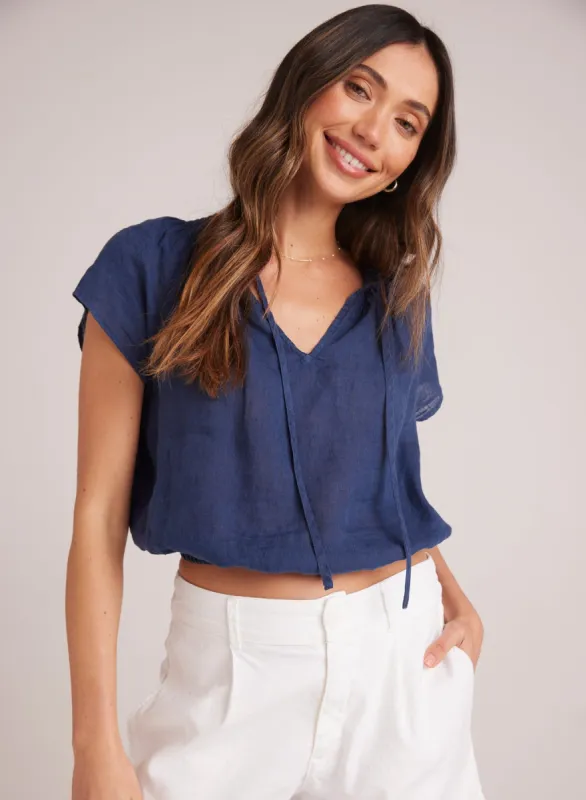 Smocked Tie Top - Brazilian Navy sold by Bella Dahl