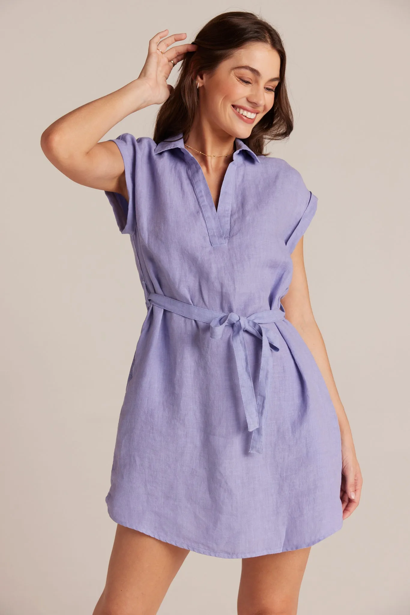Belted Linen Shirt Dress - Purple Iris sold by Bella Dahl product image thumbnail 2