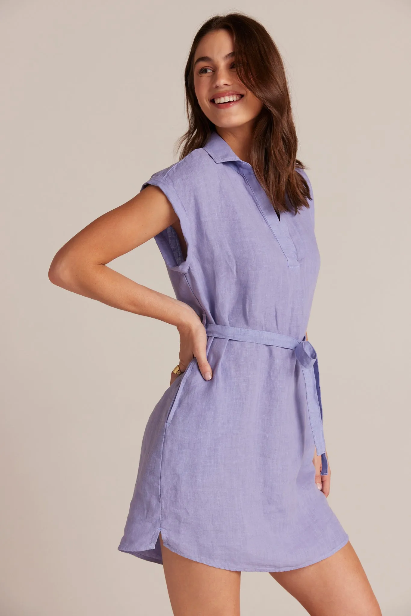 Belted Linen Shirt Dress - Purple Iris sold by Bella Dahl product image thumbnail 4