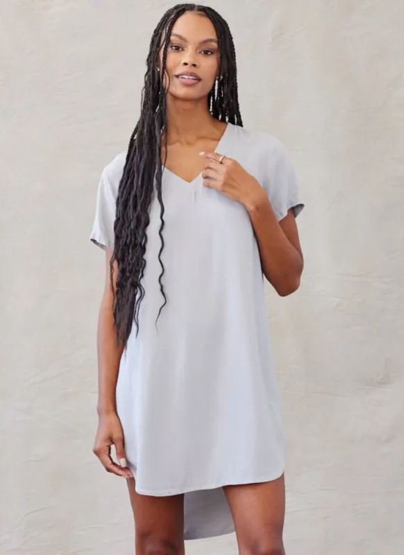 V-Neck Tee Dress - Foggy Sky sold by Bella Dahl