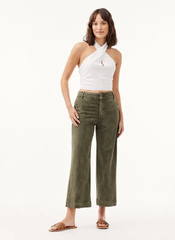 Saige Wide Leg Crop - Washed Army sold by Bella Dahl