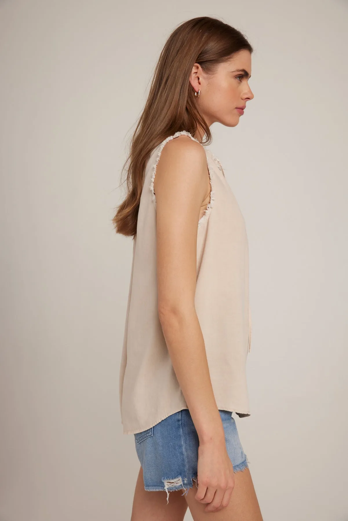 Fray Edge Sleeveless Top - Soft Tan sold by Bella Dahl product image thumbnail 4