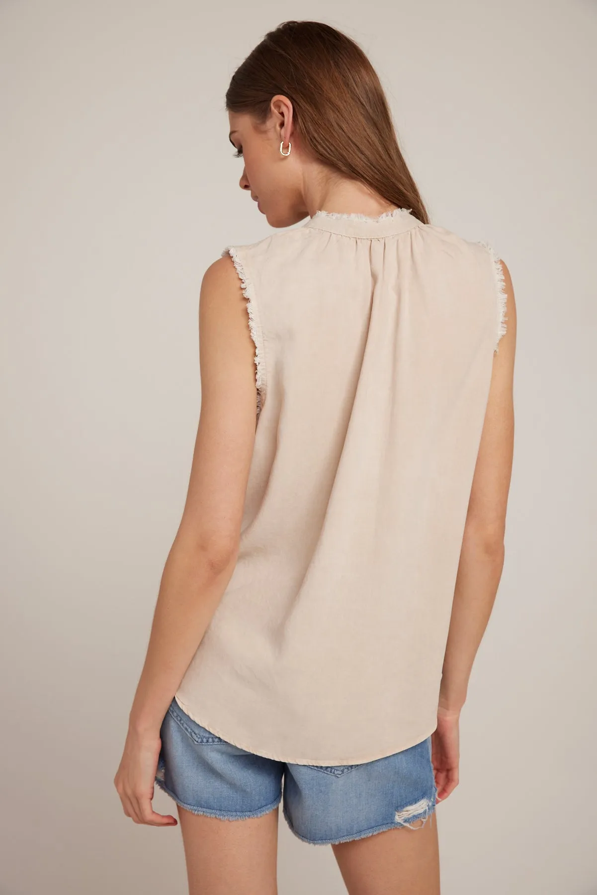 Fray Edge Sleeveless Top - Soft Tan sold by Bella Dahl product image thumbnail 2