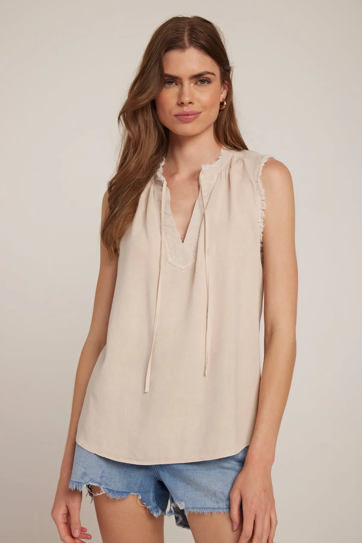 Fray Edge Sleeveless Top - Soft Tan sold by Bella Dahl