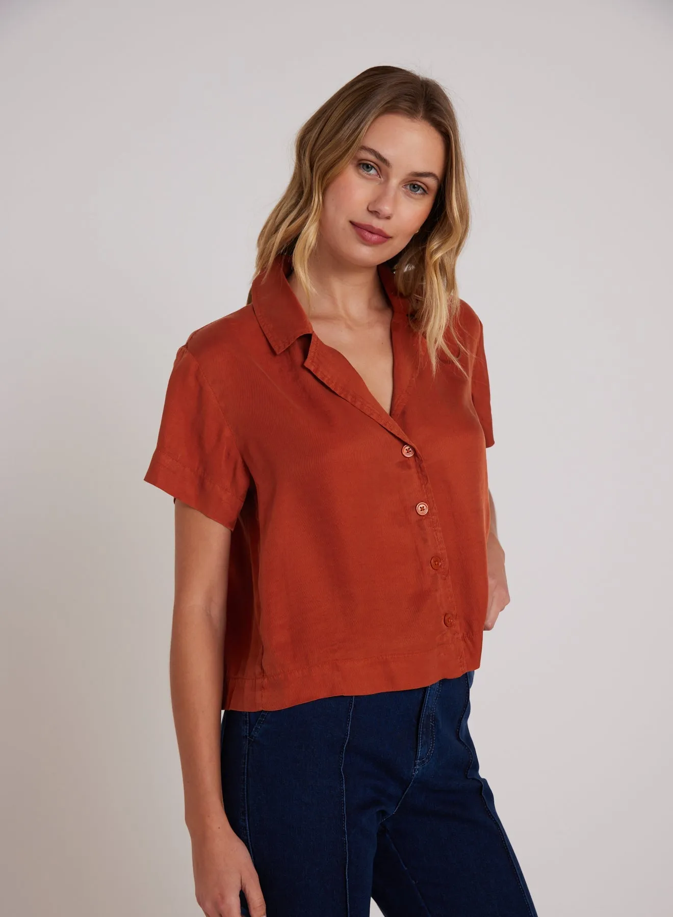 Short Sleeve Flowy Button Down - Amber Rust sold by Bella Dahl product image thumbnail 3