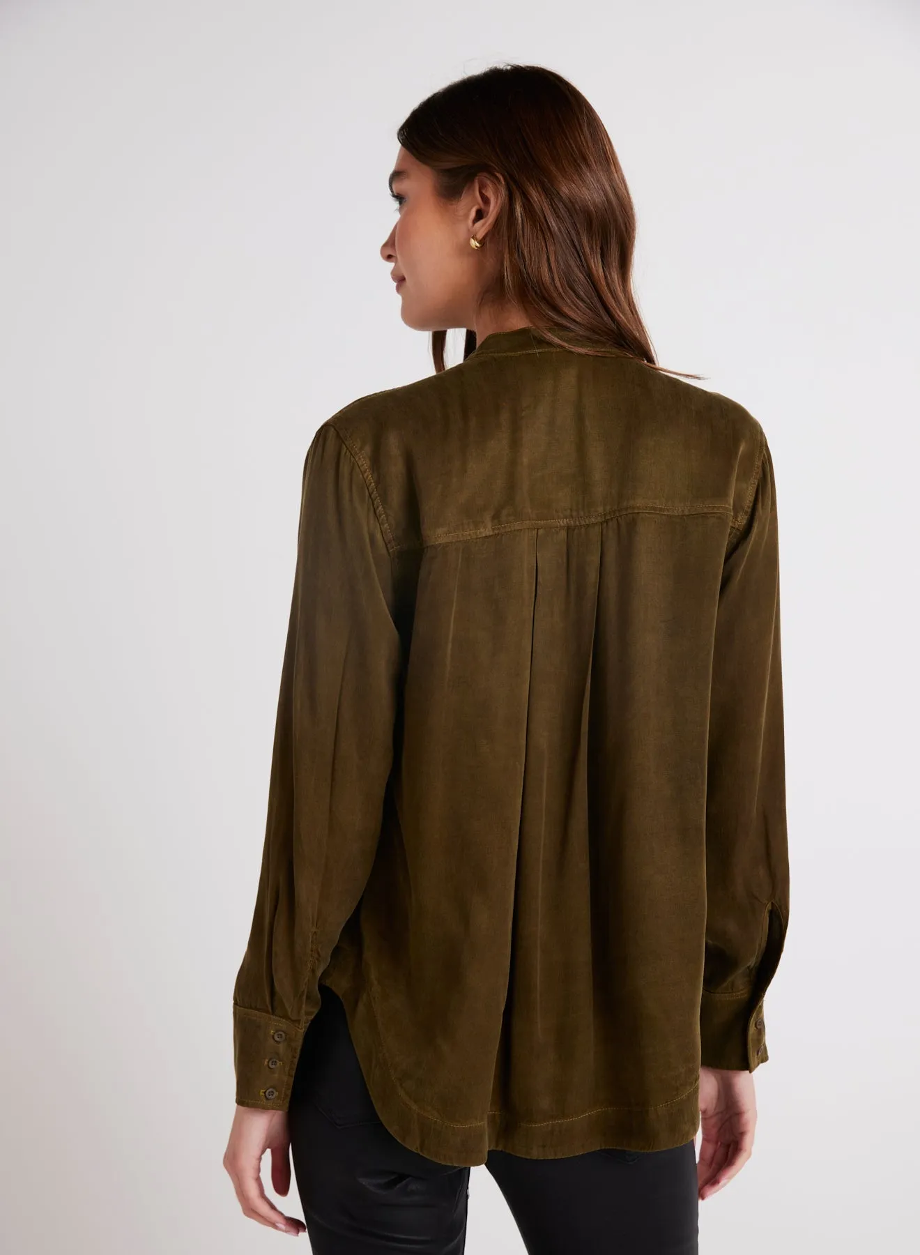 Mandarin Collar Button Down - Autumn Olive sold by Bella Dahl product image thumbnail 2