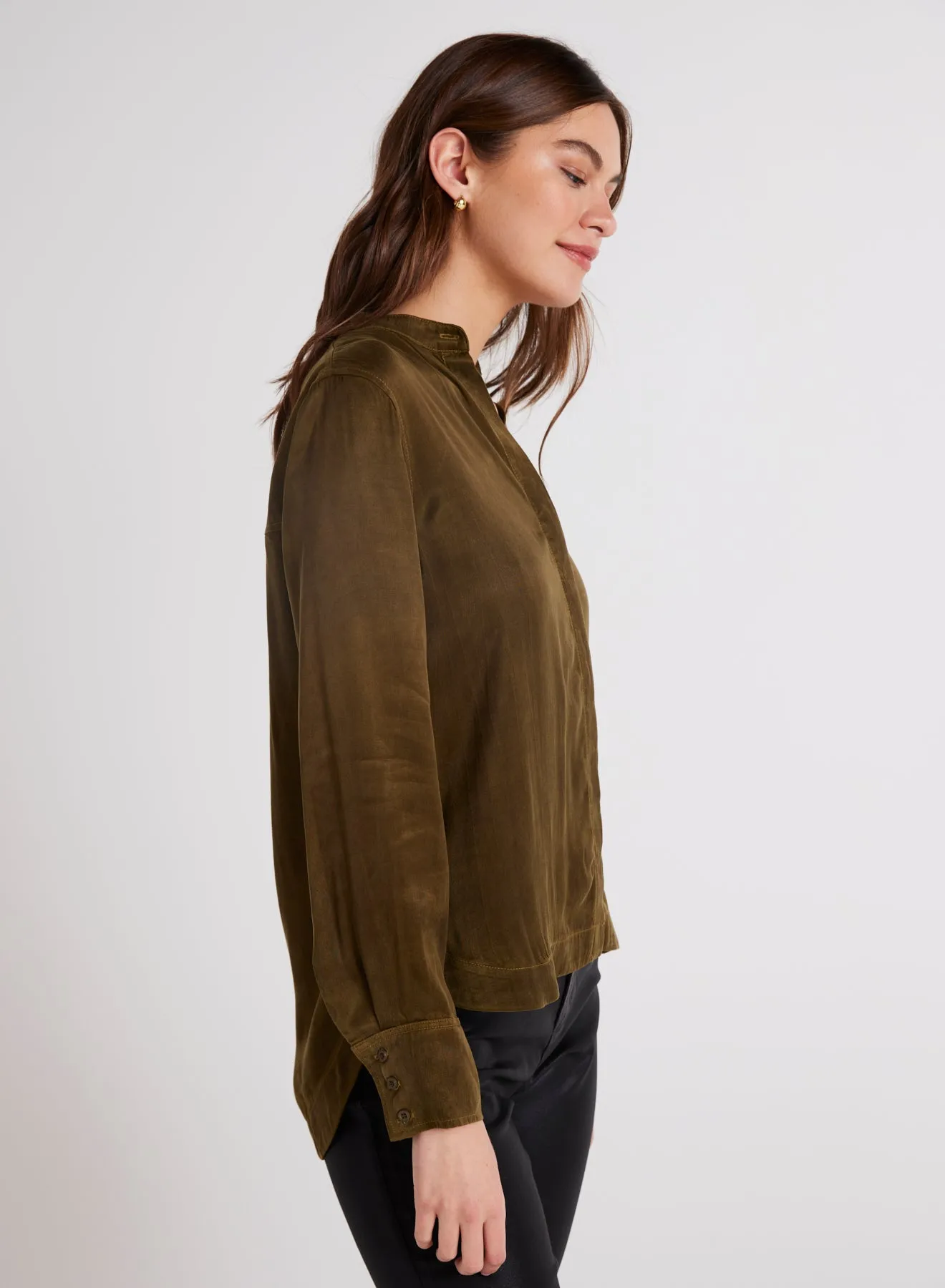 Mandarin Collar Button Down - Autumn Olive sold by Bella Dahl product image thumbnail 3