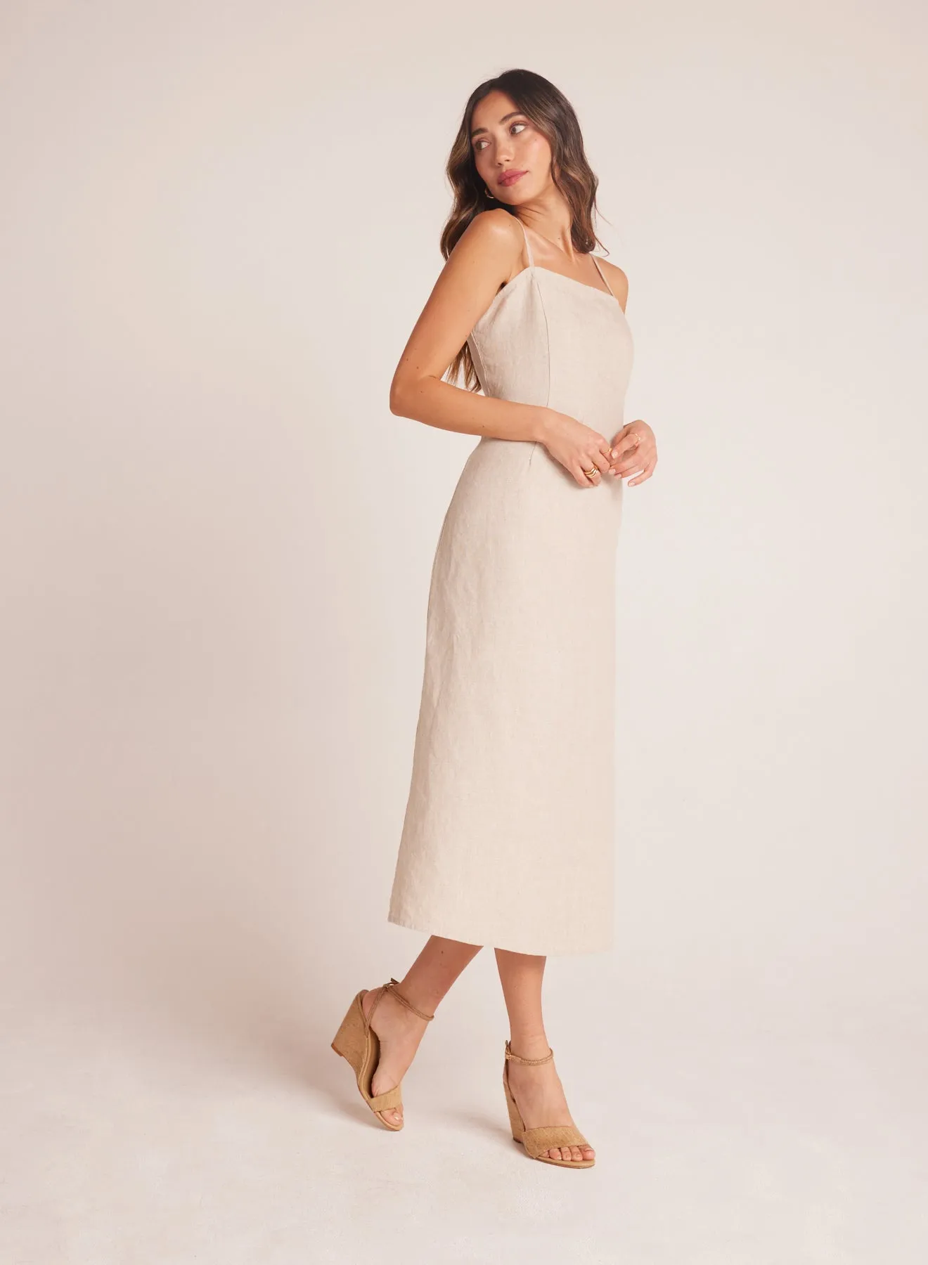 Fitted Cami Midi Dress - Linen Sand sold by Bella Dahl product image thumbnail 3