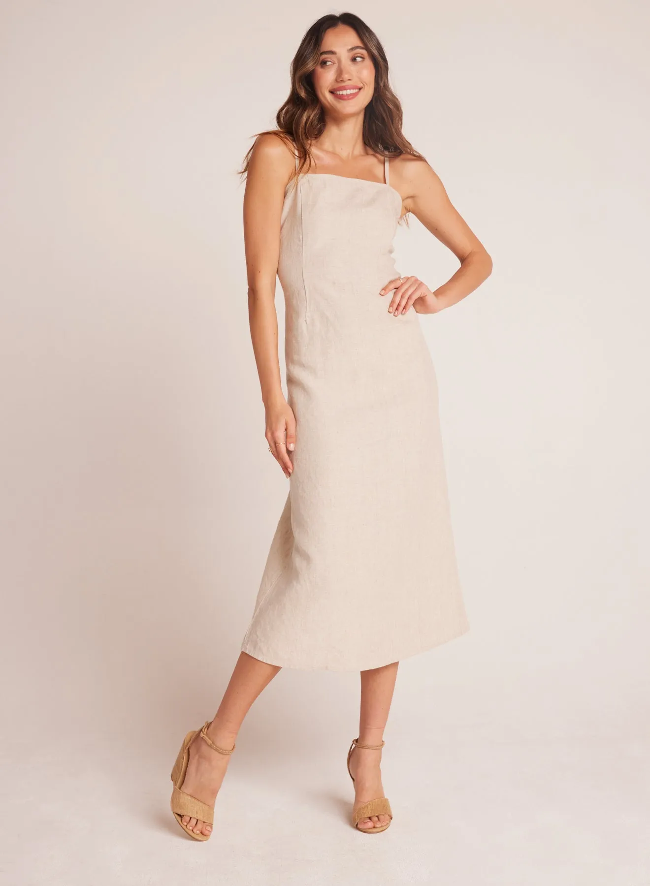 Fitted Cami Midi Dress - Linen Sand sold by Bella Dahl