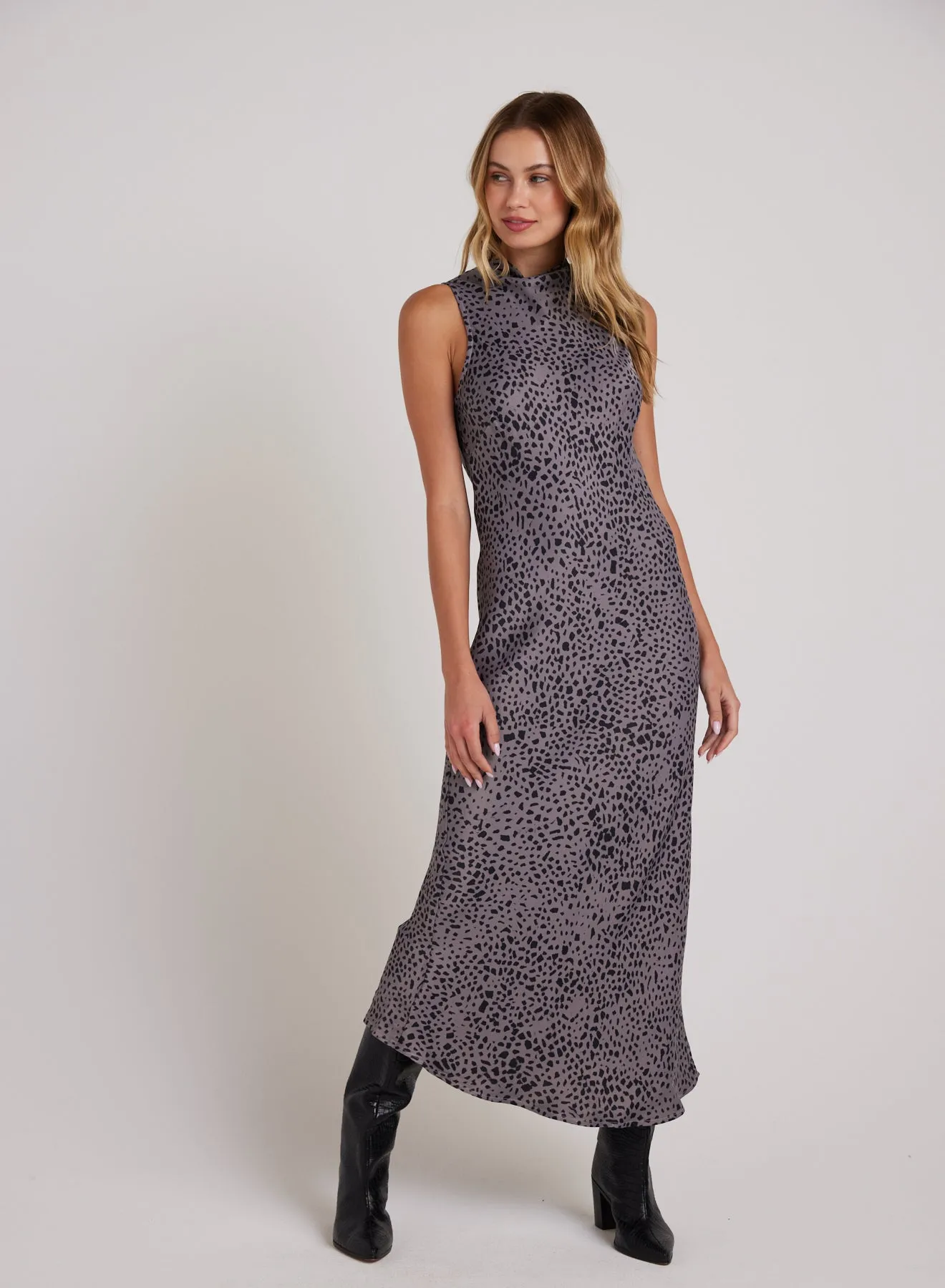 Mock Neck Halter Dress - Onyx Steel sold by Bella Dahl
