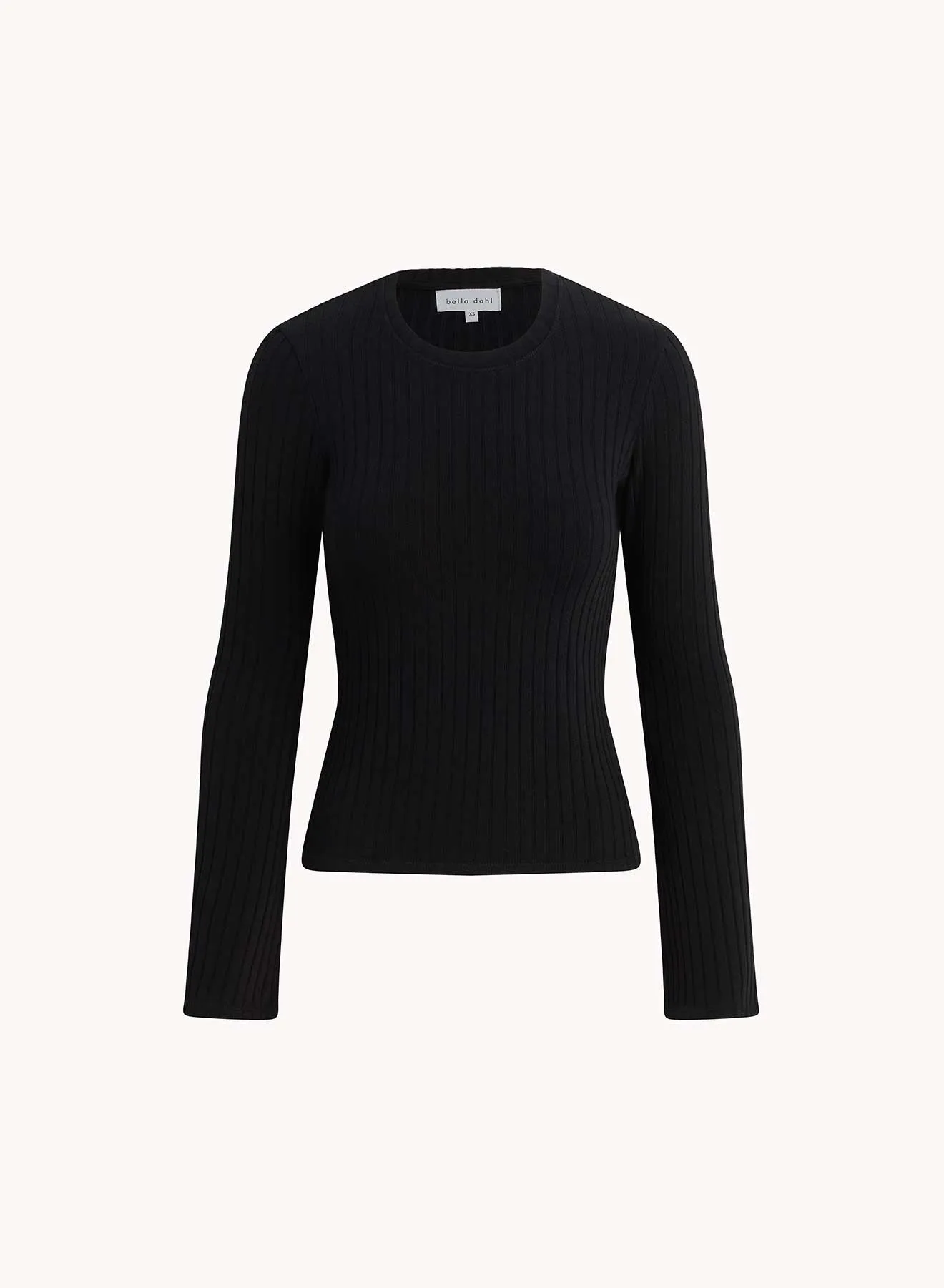 Long Bell Sleeve Rib Crew Tee - Black sold by Bella Dahl