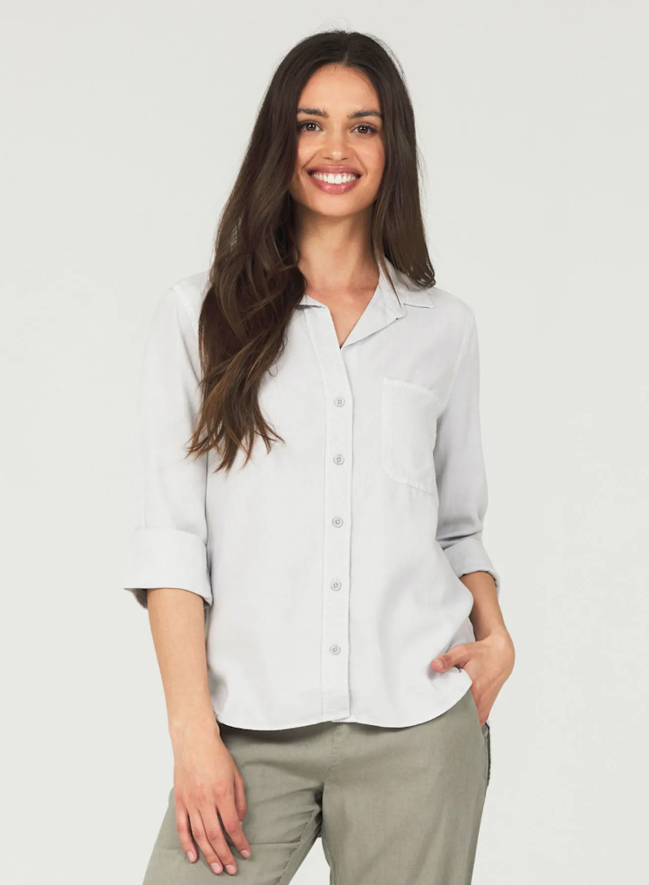 Shirt Tail Button Down - Foggy Sky sold by Bella Dahl