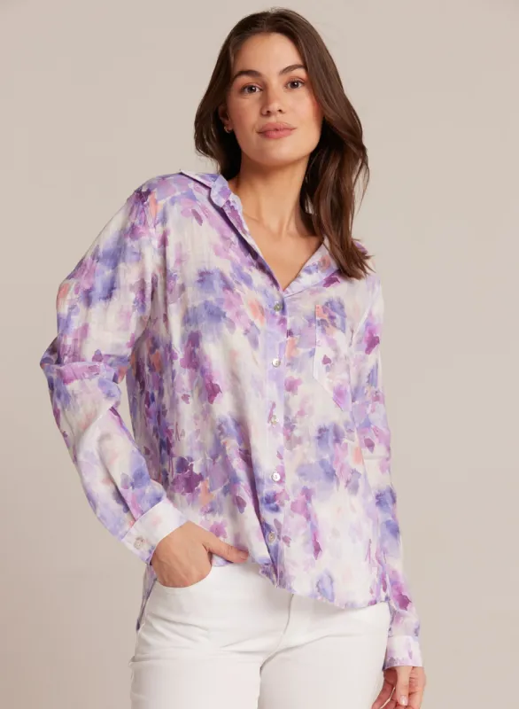 Linen Pocket Button Down - Iris Floral Print sold by Bella Dahl