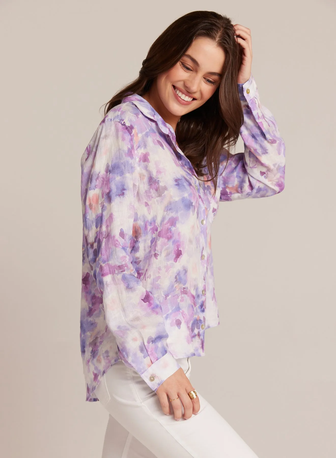 Linen Pocket Button Down - Iris Floral Print sold by Bella Dahl product image thumbnail 3