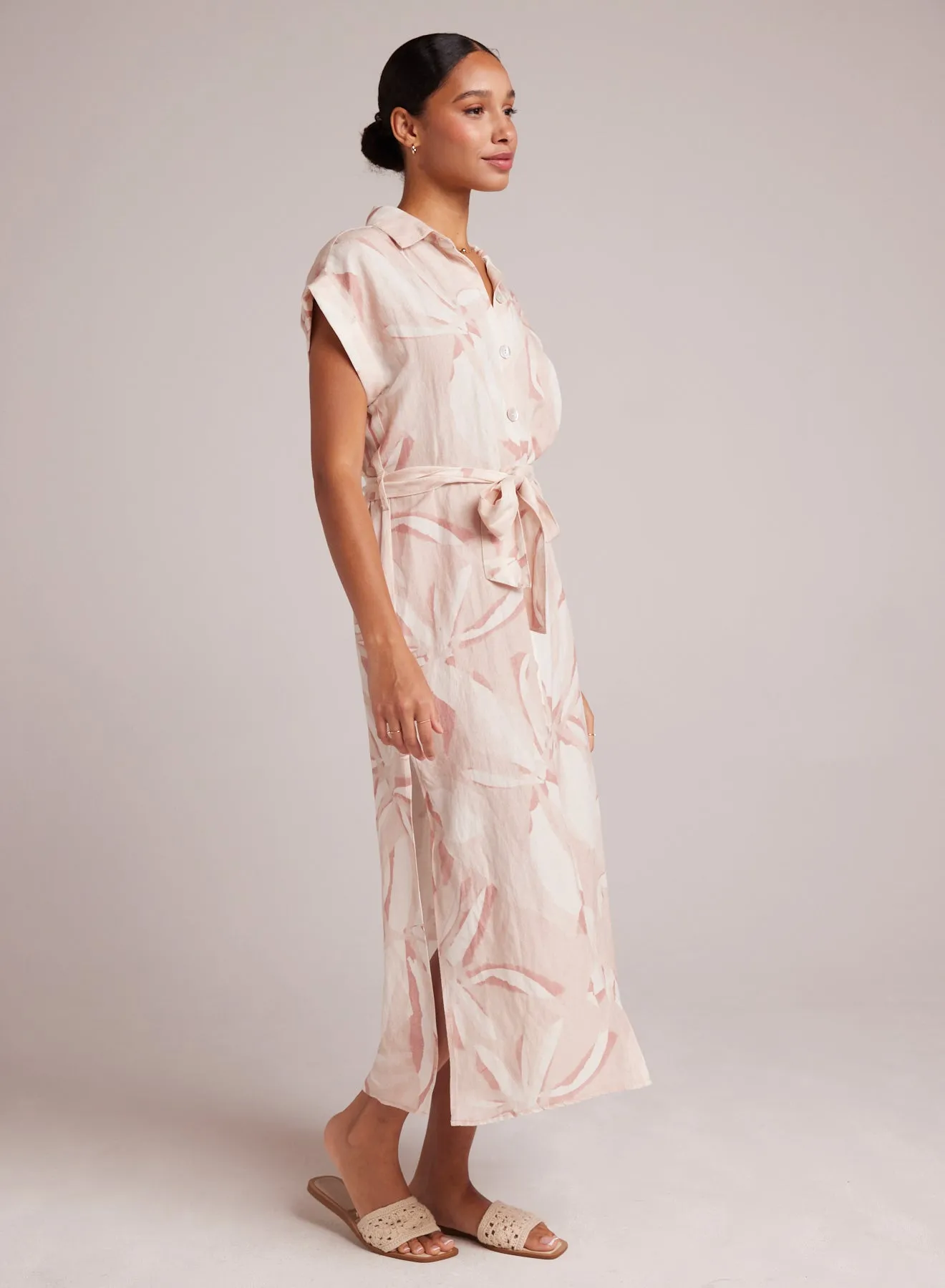 Button Front Belted Shirt Dress - Fresco Floral Print sold by Bella Dahl product image thumbnail 3