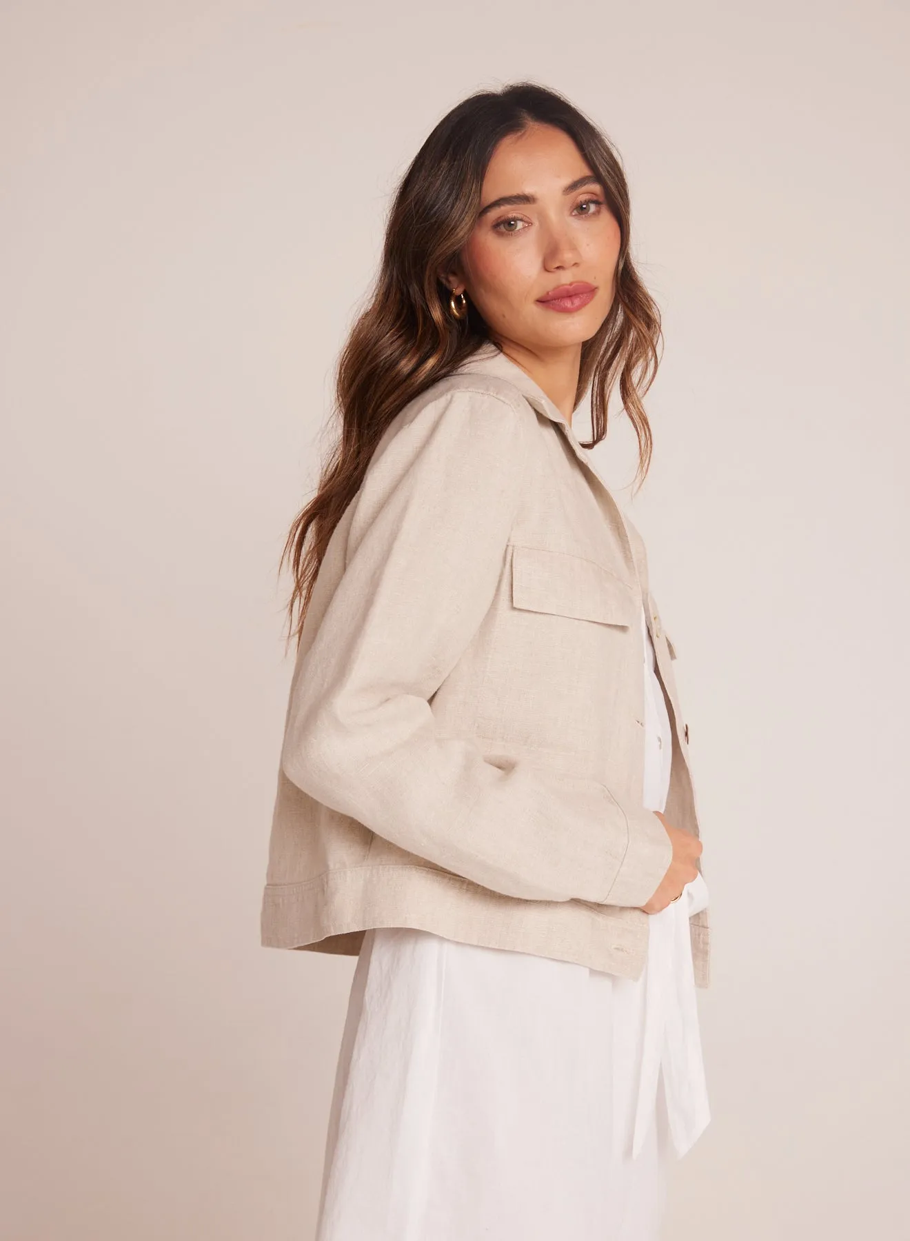 Flap Pocket Shirt Jacket - Linen Sand sold by Bella Dahl product image thumbnail 3