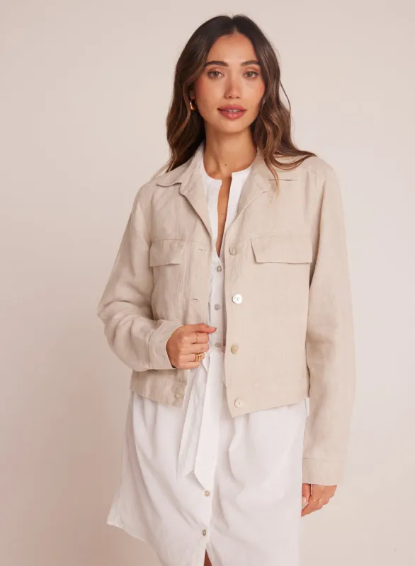 Flap Pocket Shirt Jacket - Linen Sand sold by Bella Dahl