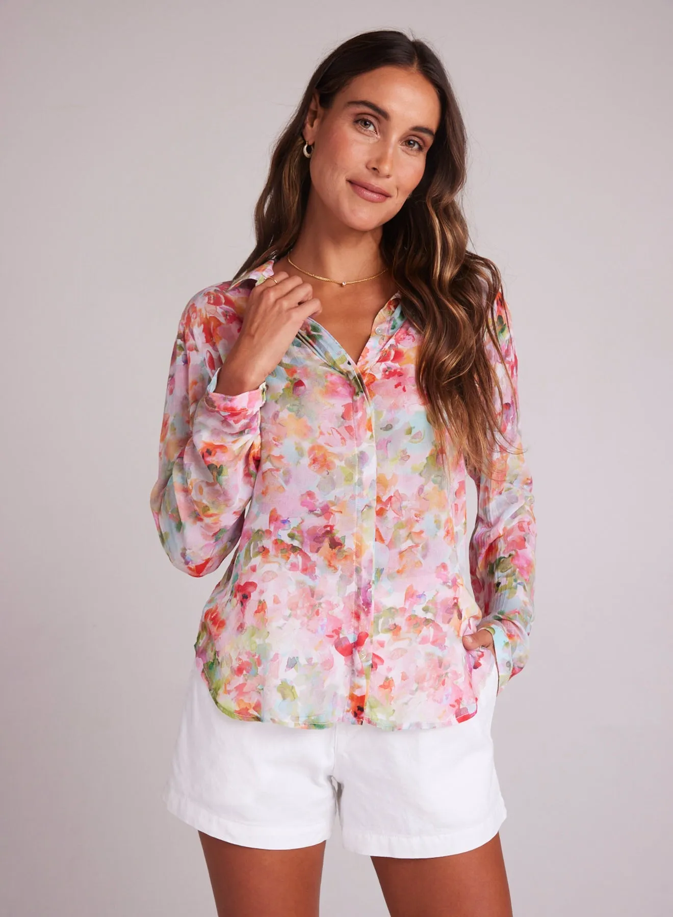 Full Button Down Hipster Shirt - Ipanema Floral Print sold by Bella Dahl product image thumbnail 2