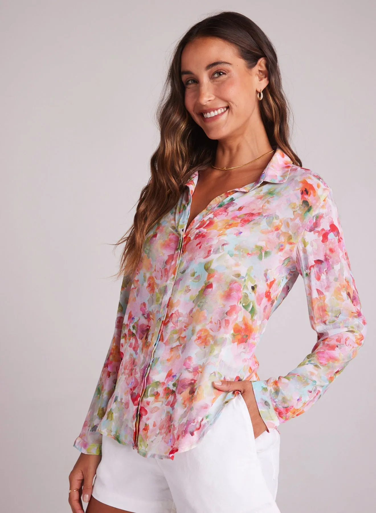 Full Button Down Hipster Shirt - Ipanema Floral Print sold by Bella Dahl product image thumbnail 4