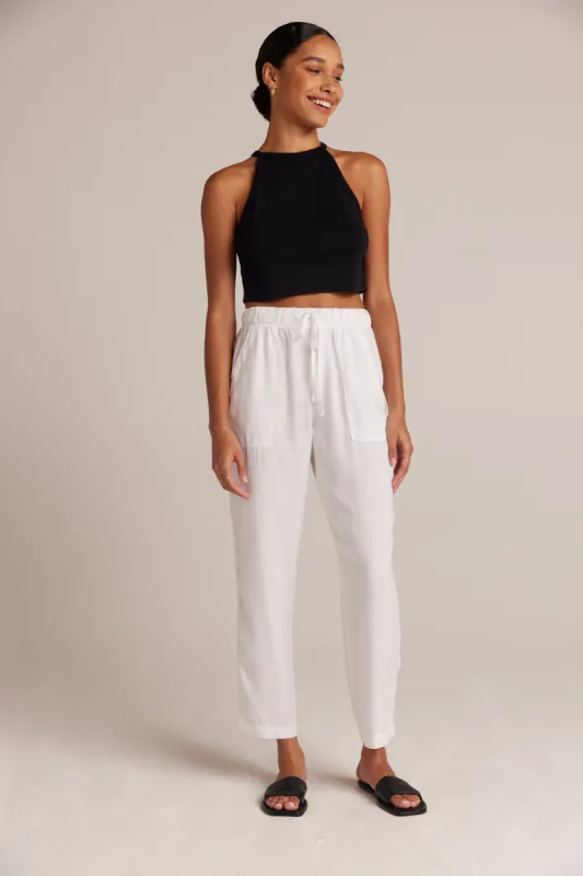 Side Ladder Trim Pocket Trouser - White sold by Bella Dahl