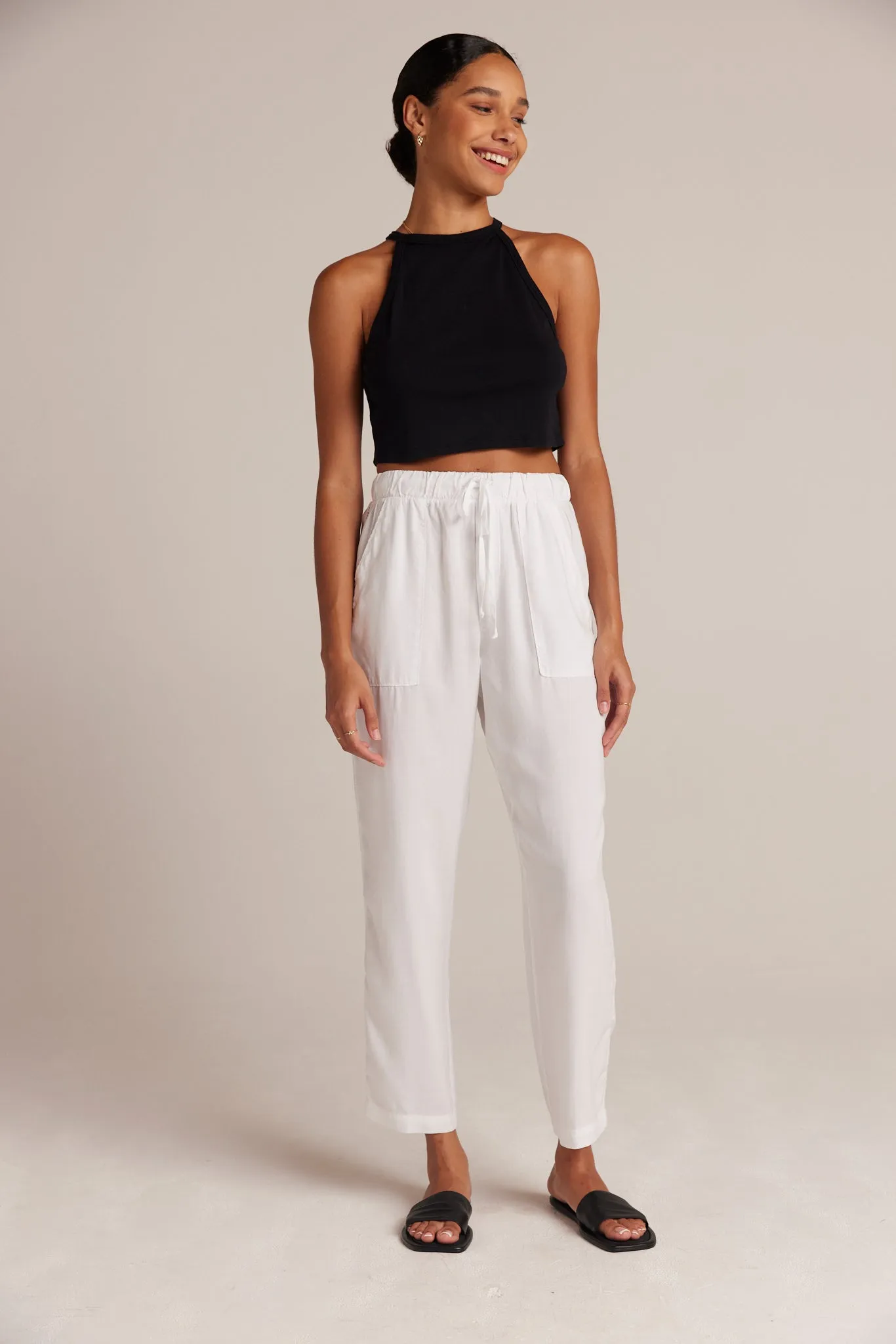 Side Ladder Trim Pocket Trouser - White sold by Bella Dahl