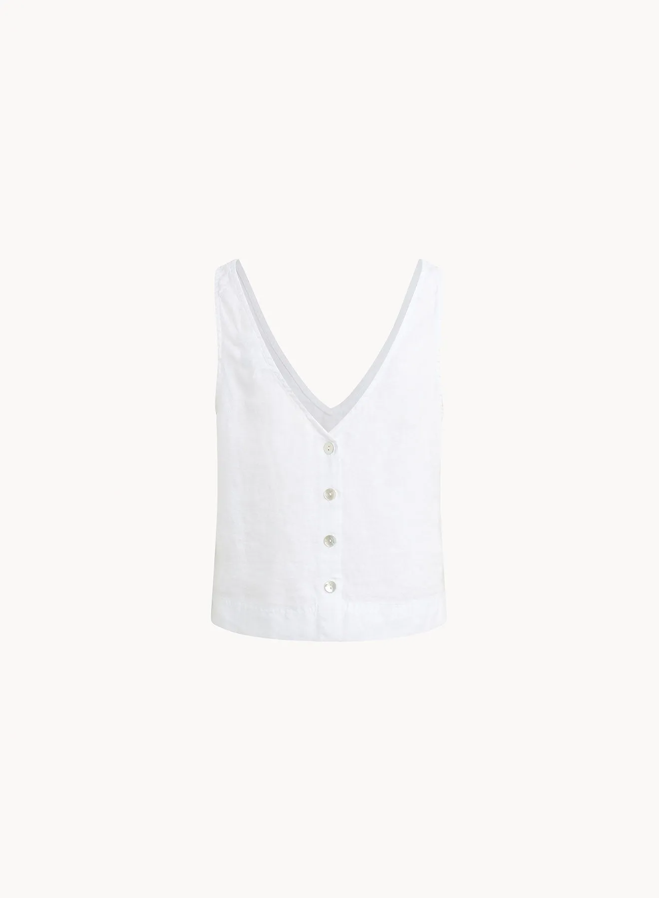 Sleeveless Button Back V-Neck Top - White sold by Bella Dahl