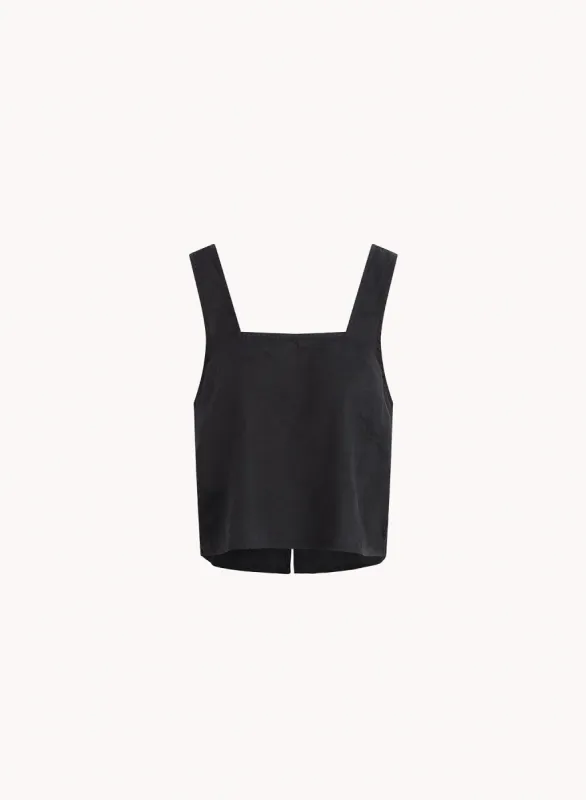 Button Back Linen Tank  - Black sold by Bella Dahl