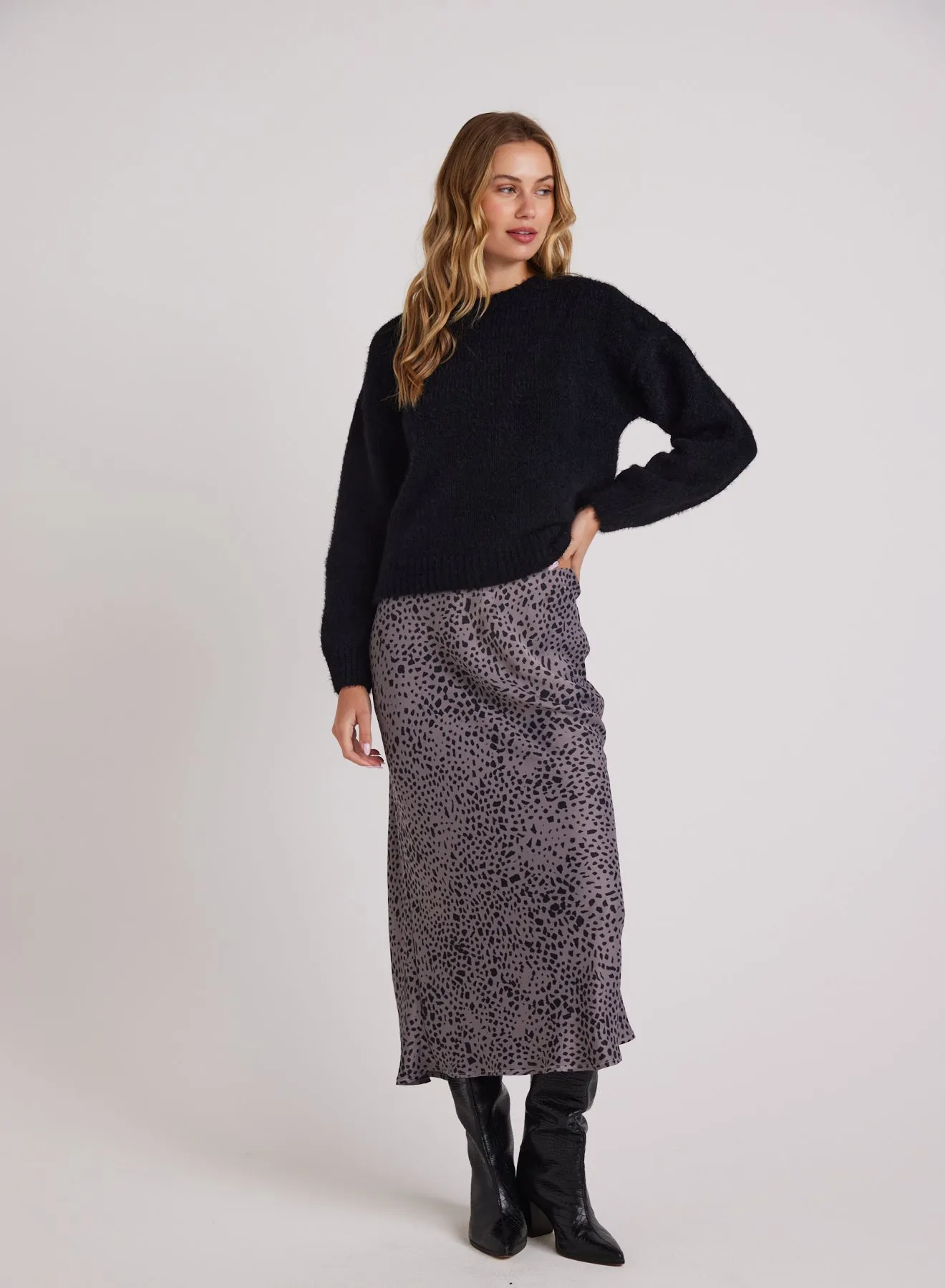 Bias Midi Skirt - Onyx Steel sold by Bella Dahl