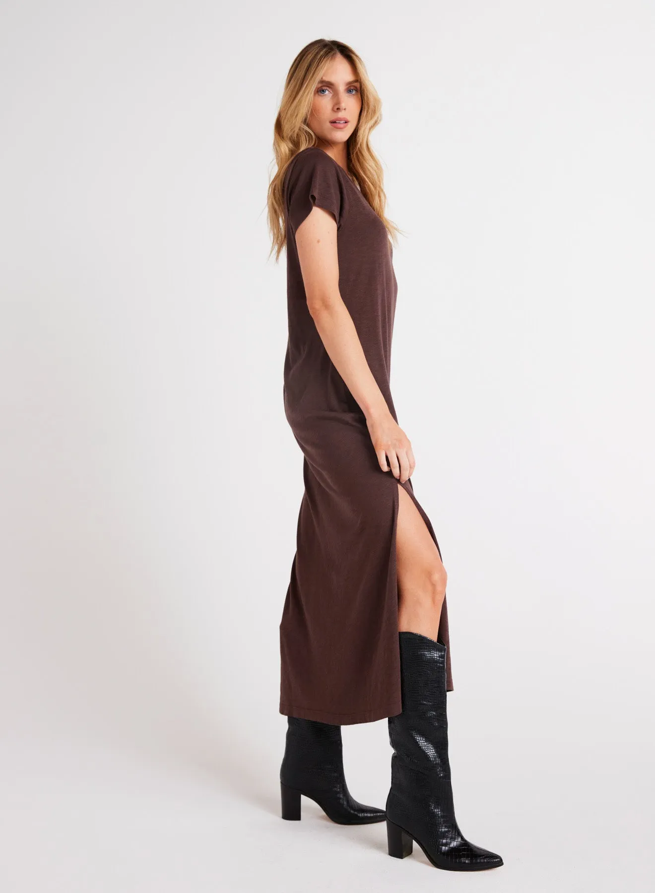 V-Neck Knit Maxi Dress - Chestnut Brown sold by Bella Dahl product image thumbnail 3