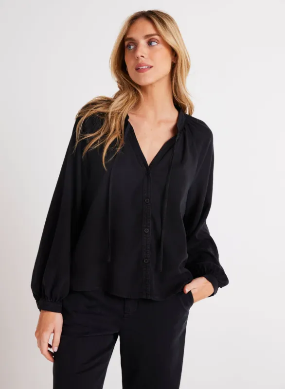 Full Sleeve Raglan Button Down - Vintage Black sold by Bella Dahl