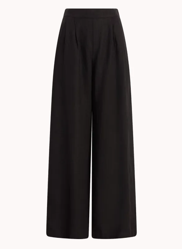 High Waisted Linen Pleated Pant - Black sold by Bella Dahl