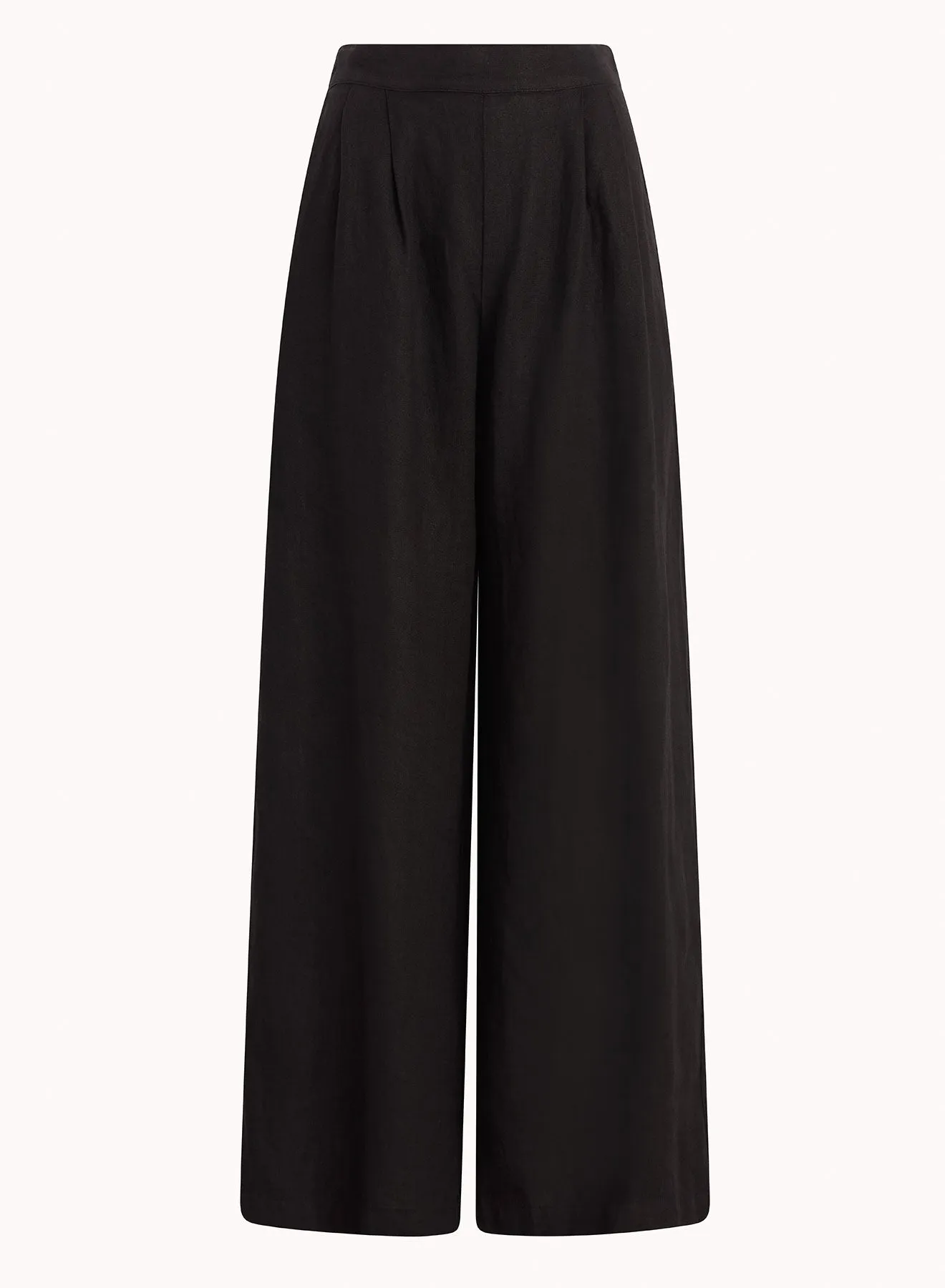 High Waisted Linen Pleated Pant - Black sold by Bella Dahl