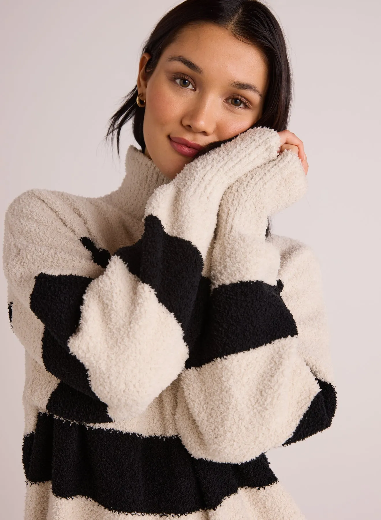 Plush Striped Turtleneck Sweater - Bone & Black sold by Bella Dahl product image thumbnail 4